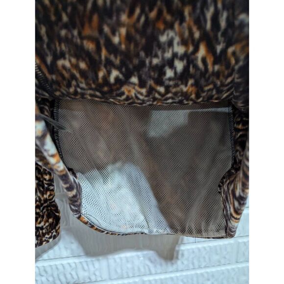 Columbia Women's Brown Animal Print Fleece Hooodie Pullover Kangaroo Pocket Size - Picture 6 of 7